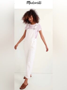 Madewell Straight-Leg Overalls in Tile WhiteRigid Small